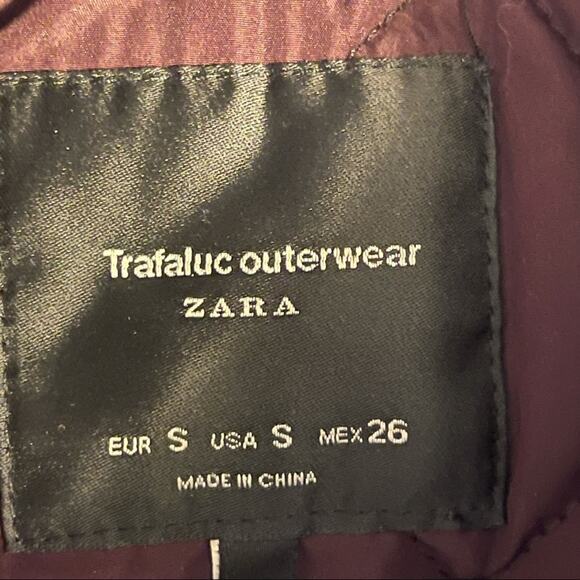 Zara Trafaluc Outerwear Burgundy Bomber Zip Front Lined Jacket Size Small - Picture 5 of 8
